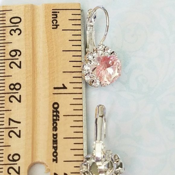 Pink Crystal Leverback Earrings - Picture 3 of 3